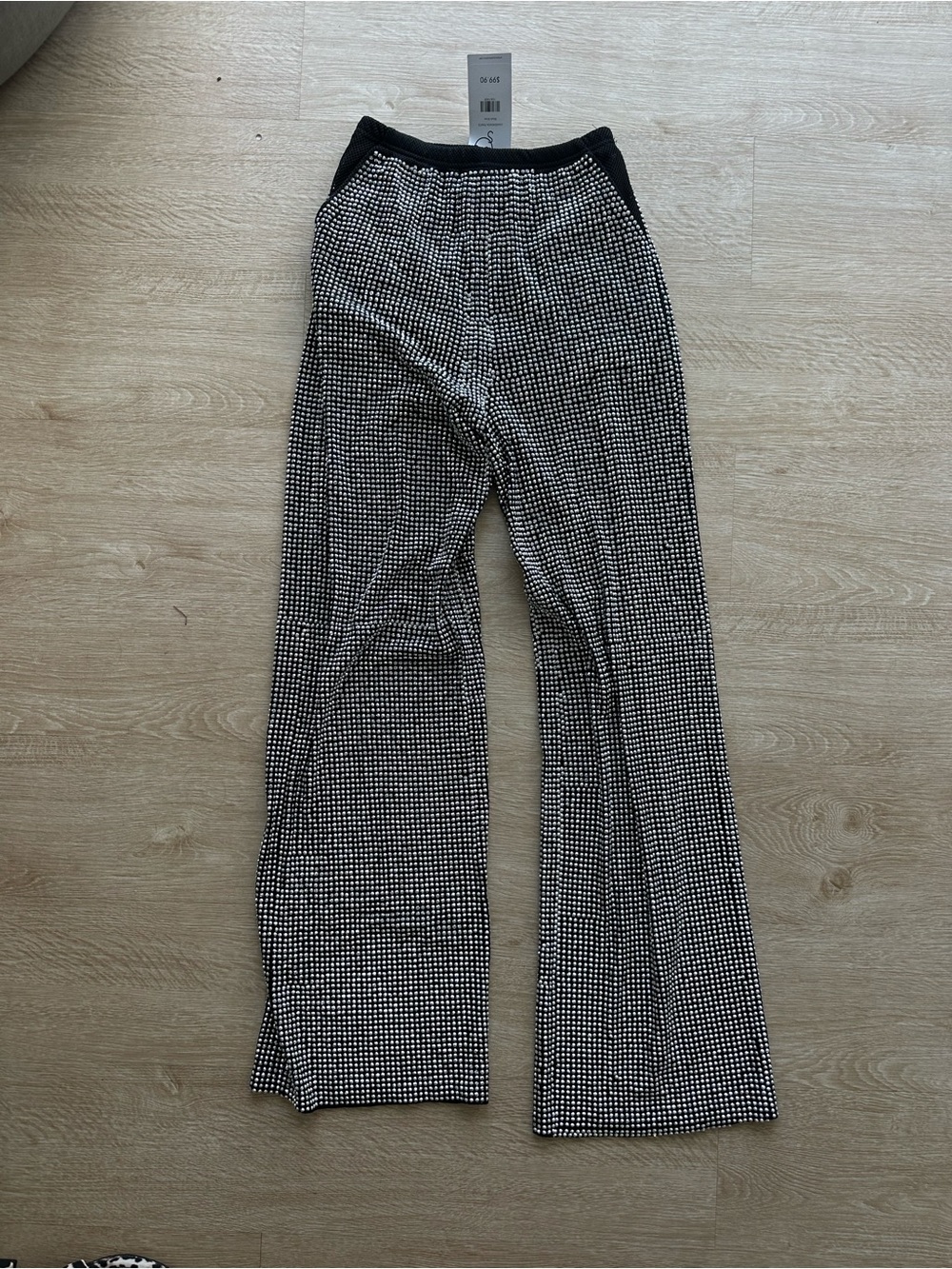 AKIRA Black & White Micro-Check Wide Leg Pants